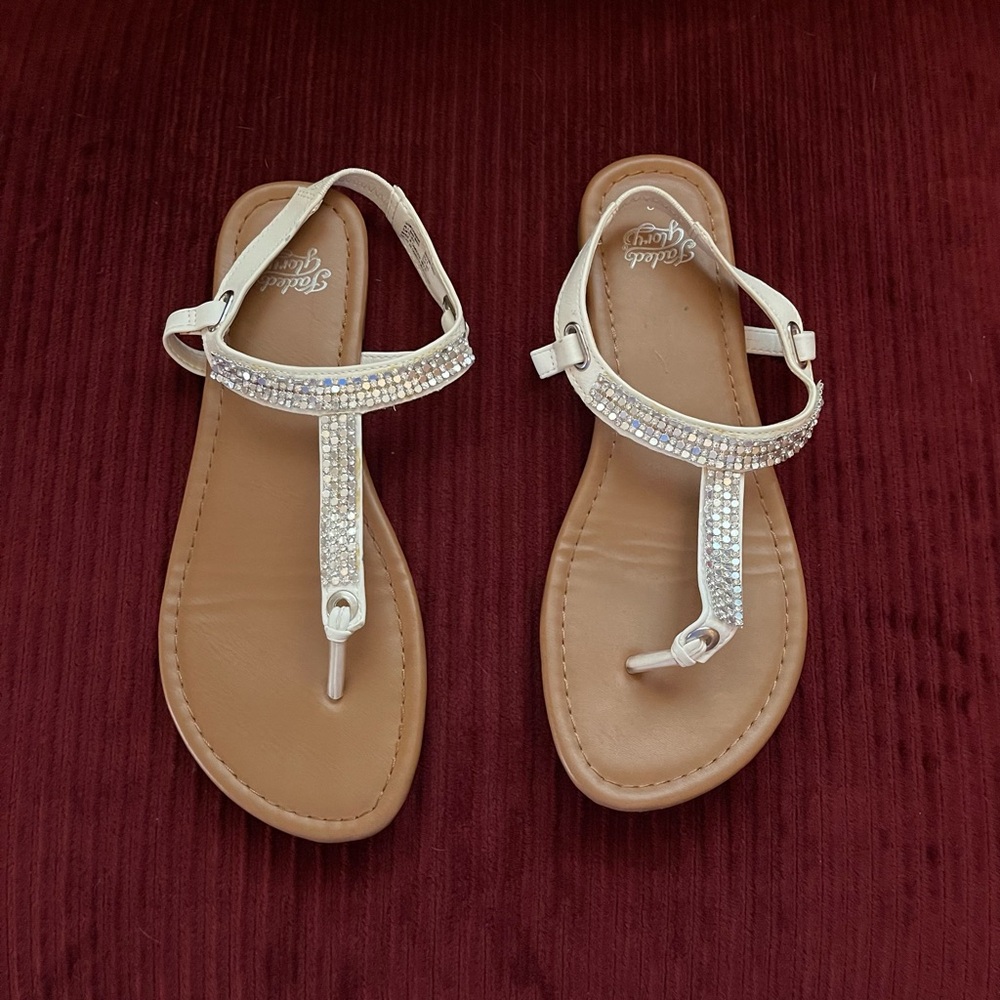 Faded Glory White Rhinestone Sandals